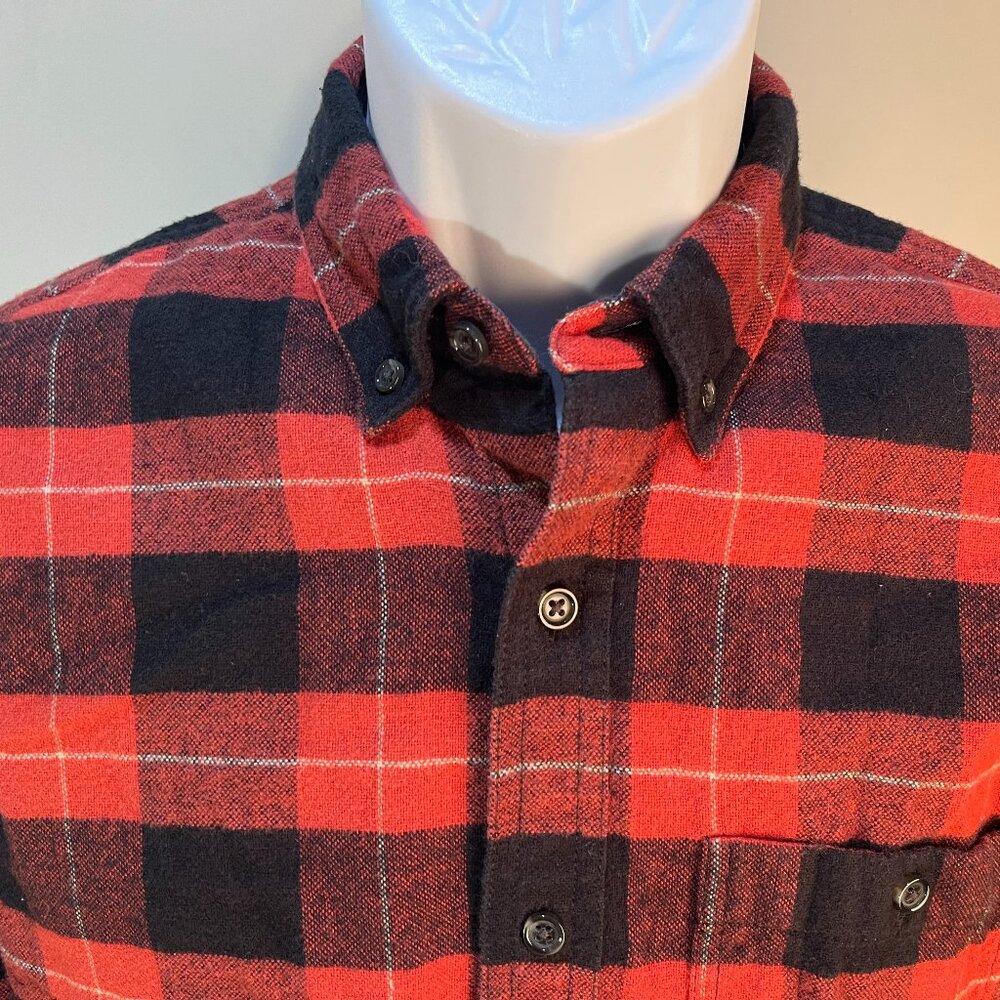 🧥 J.Crew Men’s Red Black Wool Blend Shirt Elbow Patches Long Sleeve S 🔥